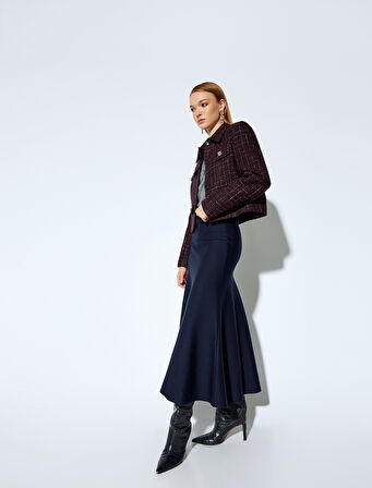 Koton X Melis Ağazat - Standart Bel Balık Fit Uzun Triko Etek 