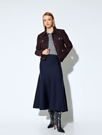 Koton X Melis Ağazat - Standart Bel Balık Fit Uzun Triko Etek 