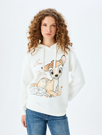 Bambi Lisanslı Baskılı Kapüşonlu Rahat Kalıp Sweatshirt