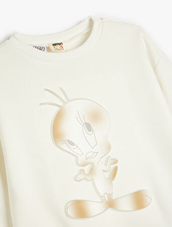 Tweety Sweatshirt Lisanslı Bisiklet Yaka Uzun Kollu 