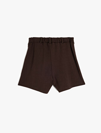 Viskon Karışımlı Nakış Detaylı Pileli Şort