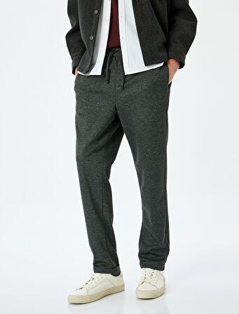 Normal Bel Slim Fit Viskon Karışımlı Beli Bağcıklı Eşofman Pantolon