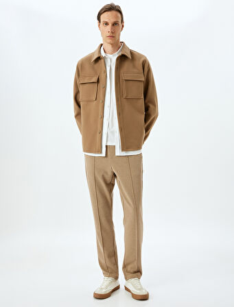 Beli Bağcıklı Viskon Karışımlı Cepli Dikiş Detaylı Chino Eşofman Pantolon