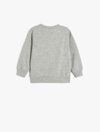 Sweatshirt Uzay Baskılı Şardonlu Uzun Kollu Bisiklet Yaka