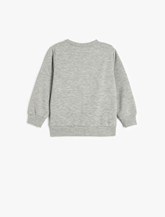 Sweatshirt Uzay Baskılı Şardonlu Uzun Kollu Bisiklet Yaka