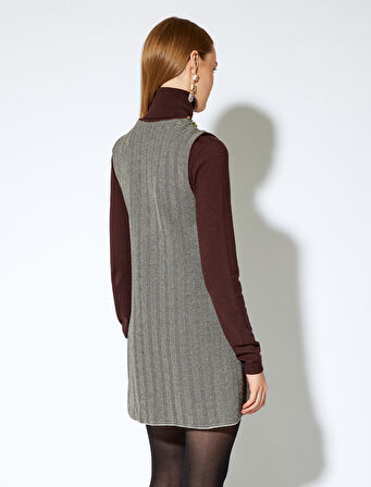 Koton X Melis Ağazat - Pencere Detaylı Kolsuz Taşlı Mini Jile Elbise 