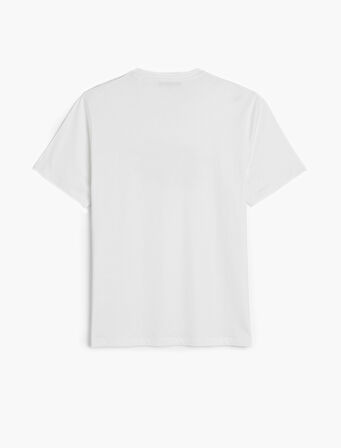 Kısa Kollu Pamuklu Regular Fit Bisiklet Yaka Slogan Baskılı Tişört