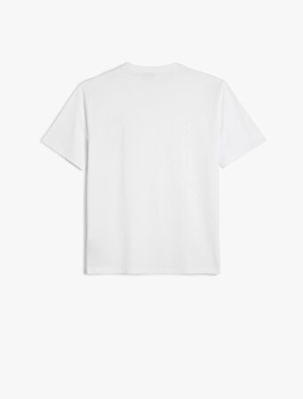 Kısa Kollu Bisiklet Yaka Regular Fit Pamuklu Minimal Baskılı Tişört