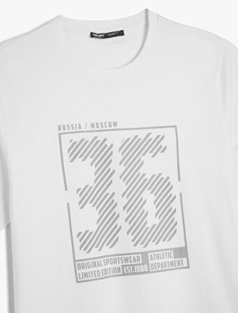 Kısa Kollu Bisiklet Yaka Regular Fit Pamuklu Baskılı Tişört