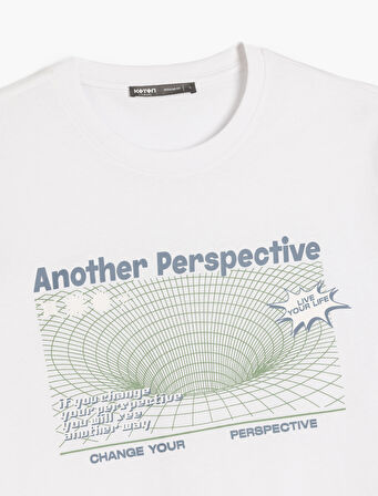 Kısa Kollu Regular Fit Bisiklet Yaka Pamuklu Baskılı Tişört