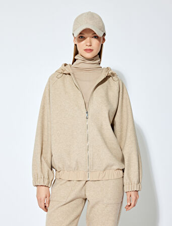 Koton X Şahika Ercümen - Uzun Kollu Kaşe Dokulu Fermuarlı Kapüşonlu Sweatshirt 