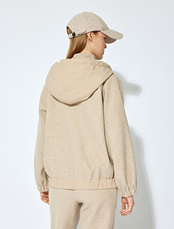 Koton X Şahika Ercümen - Uzun Kollu Kaşe Dokulu Fermuarlı Kapüşonlu Sweatshirt 
