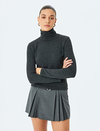 Koton X Melis Ağazat - Slim Fit Uzun Kollu Balıkçı Yaka Tişört