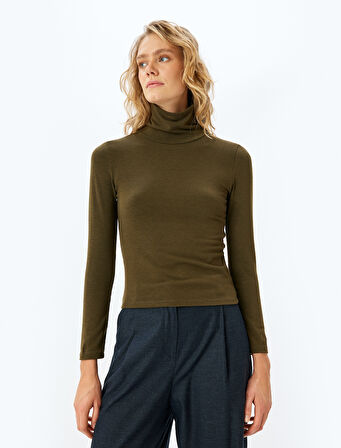 Koton X Melis Ağazat - Slim Fit Uzun Kollu Balıkçı Yaka Tişört