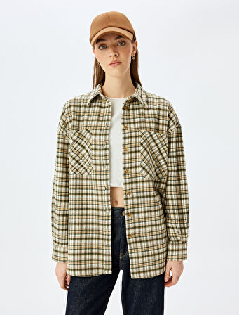 Klasik Yaka Cep Detaylı Düğmeli Ekoseli Oduncu Gömleği