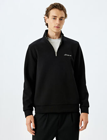 Yarım Fermuarlı Basic Pamuk Karışımlı İnterlok Kumaş Atatürk Sweatshirt
