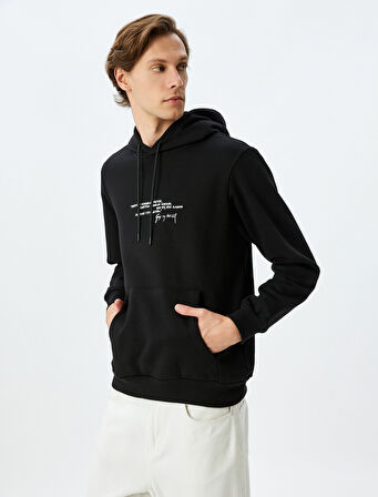 Kapşonlu Kanguru Cepli Pamuk Karışımlı Atatürk Sweatshirt
