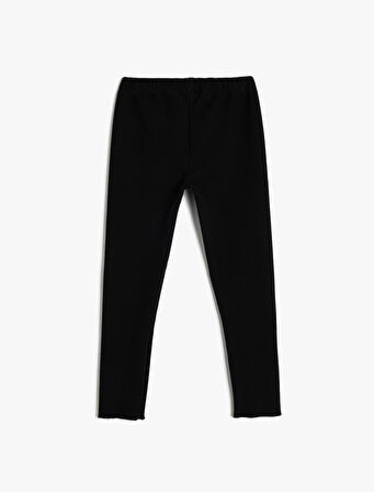 Tek Cep Detaylı Beli Lastikli Ribanalı Basic Tayt