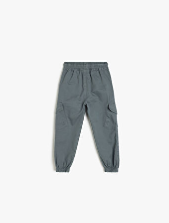 Jogger Kargo Pantolon Beli Bağlamalı Cepli Pamuklu