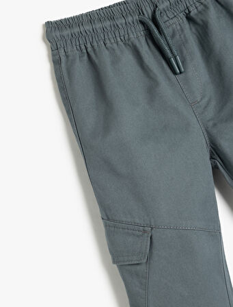 Jogger Kargo Pantolon Beli Bağlamalı Cepli Pamuklu