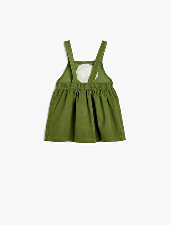 Kadife Salopet Elbise Fitilli İşleme Detaylı Pamuklu