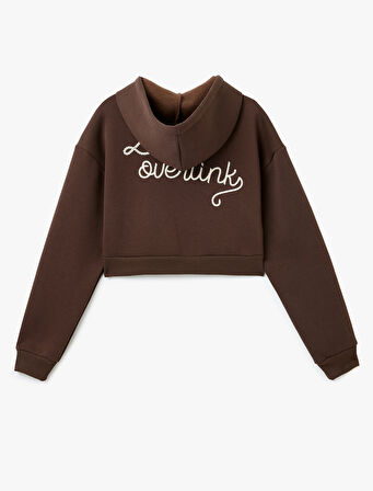 Arkası Baskılı Kanguru Cepli Kapüşonlu Şardonlu Fermuarlı Sweatshirt