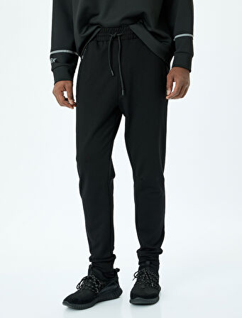 Fermuarlı Cep Detaylı Beli Bağcıklı Straight Fit Jogger Spor Eşofman Altı