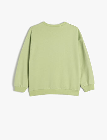 Sweatshirt Anime Baskılı Uzun Kollu Bisiklet Yaka Pamuklu Şardonlu