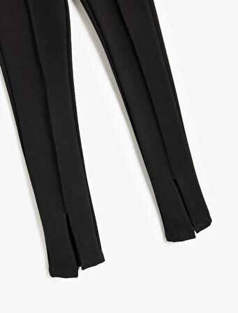 Basic Tayt Beli Lastikli Dikiş Detaylı Yırtmaçlı