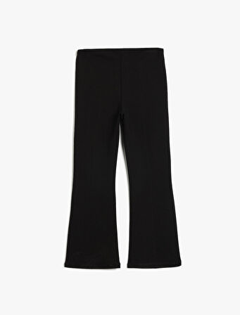 İspanyol Paça Pantolon Cep Detaylı Nervürlü Viskon Karışımlı