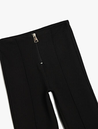 İspanyol Paça Pantolon Cep Detaylı Nervürlü Viskon Karışımlı