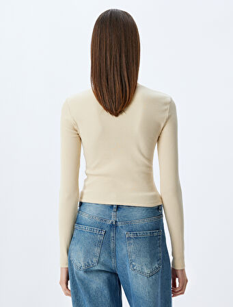 Kolej Nakışlı Bisiklet Yaka Uzun Kollu Pamuklu Tişört