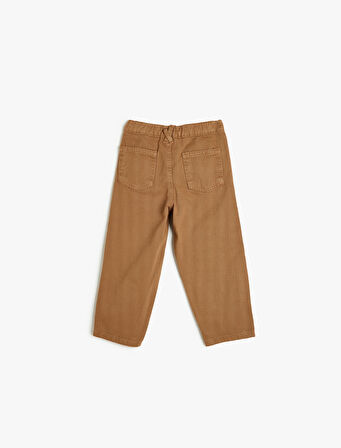 Kot Pantolon Beli Lastikli Pamuklu Cep Detaylı 