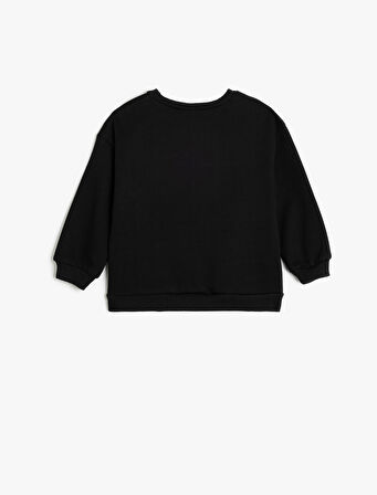 Sweatshirt Yılbaşı Baskılı Uzun Kollu Bisiklet Yaka Pamuklu Şardonlu 