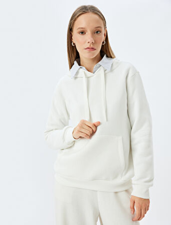 Basic Kapüşonlu Kanguru Cepli Rahat Kalıp Sweatshirt