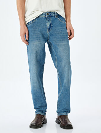 Vintage Straight Kot Pantolon Cep Detaylı Pamuklu