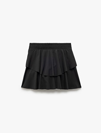 Katlı Rahat Kesim Mini Spor Şort Etek