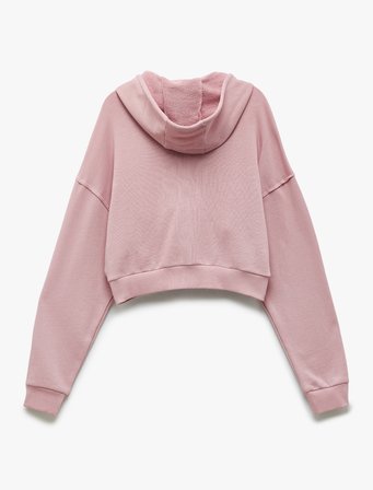 Fermuarlı Kapüşonlu Cep Detaylı Spor Sweatshirt