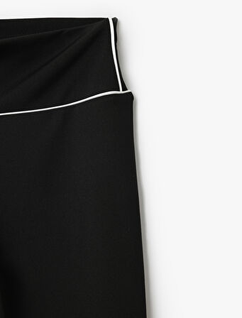 Biyeli Yüksek Bel Slim Fit Spor Tayt