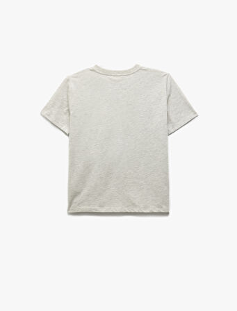 Bisiklet Yaka Kısa Kollu Baskılı Kadın Tişört