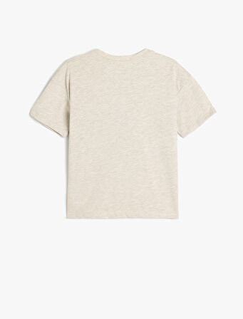 Slogan Baskılı Bisiklet Yaka Kısa Kollu Oversize Tişört