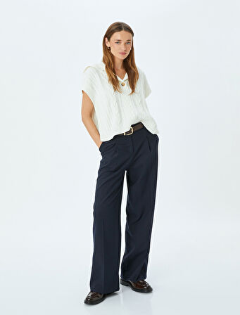 Düğmeli Balıkçı Taka Saç Örgü Süveter 