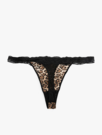 Koton X Zeynep Bastık - Dantel Detaylı Leopar Desenli String Külot