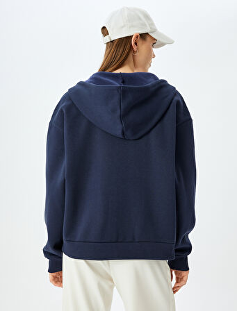 Şardonlu Oversize Kapüşonlu Uzun Kollu Spor Sweatshirt