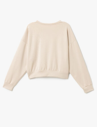 Modal Kumaş Bisiklet Yaka Uzun Kollu Basic Sweatshirt