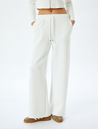 Rahat Kalıp Modal Kumaş Cepli Geniş Paça Eşofman Altı