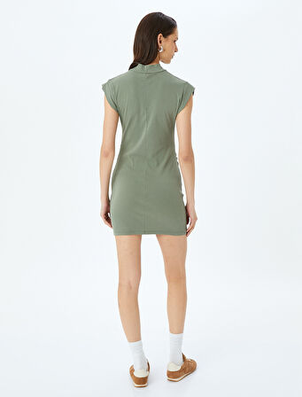 Kap Kol Dik Yaka Slim Fit Mini Elbise