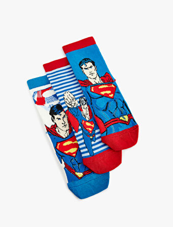3'lü Superman Baskılı Çorap Seti Lisanslı