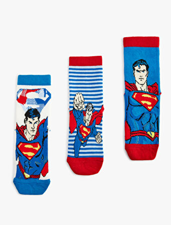 3'lü Superman Baskılı Çorap Seti Lisanslı