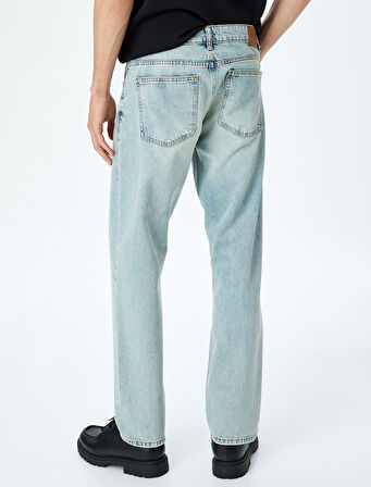 Normal Bel Pamuklu Vintage Straight Fit Kot Pantolon
